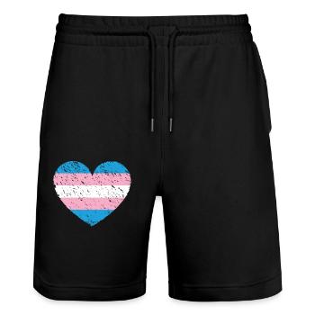 Transgender Trans LGBT Pride - Stanley/Stella Unisex Bio Joggingshorts Trainer  - Schwarz - Vorne - Nik (191cm) & Marisol (170cm)