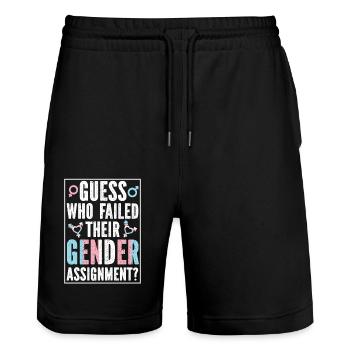 Transgender Trans LGBT Pride - Stanley/Stella Unisex Bio Joggingshorts Trainer  - Schwarz - Vorne - Nik (191cm) & Marisol (170cm)