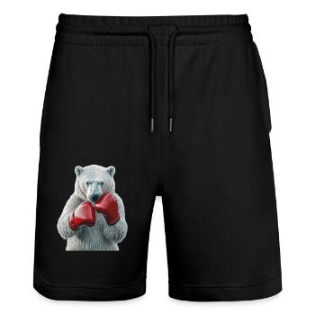 Eisbär - Stanley/Stella Unisex Bio Joggingshorts Trainer  - Schwarz - Vorne - Nik (191cm) & Marisol (170cm)