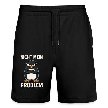 Grim Penguin – Not My Problem - Stanley/Stella Trainer Unisex Organic Jogging Shorts - black - Front - Nik (191cm) & Marisol (170cm)