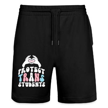Transgender Trans LGBT Pride - Stanley/Stella Trainer Unisex Organic Jogging Shorts - black - Front - Nik (191cm) & Marisol (170cm)