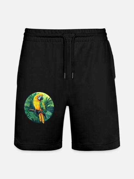 Papagei im Dschungel - Stanley/Stella Unisex Bio Joggingshorts Trainer - Schwarz
