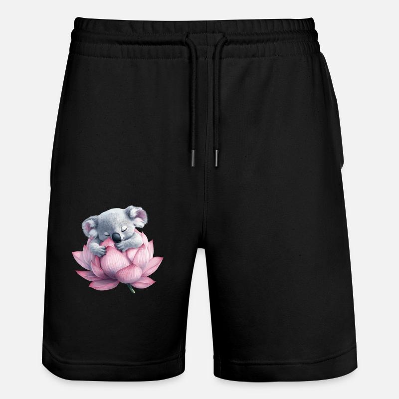 Schlafender Koala auf Lotus - Stanley/Stella Unisex Bio Joggingshorts Trainer  - Schwarz