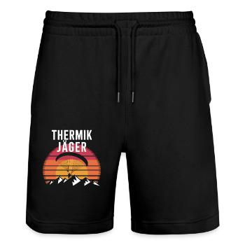 Thermik Gleitschirm Abenteuer Im Sonnenuntergang - Stanley/Stella Unisex Bio Joggingshorts Trainer  - Schwarz - Vorne - Nik (191cm) & Marisol (170cm)