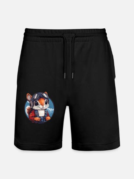 Flying squirrel with glasses - Stanley/Stella Trainer Unisex Organic Jogging Shorts - black