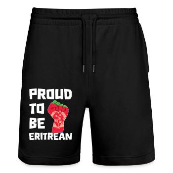 Proud to be Eritrean Statement - Stanley/Stella Trainer Unisex Organic Jogging Shorts - black - Front - Nik (191cm) & Marisol (170cm)