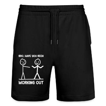 Working out Bodybuilding Bodybuilders Weight Lifting - Stanley/Stella Trainer Unisex Organic Jogging Shorts - black - Front - Nik (191cm) & Marisol (170cm)