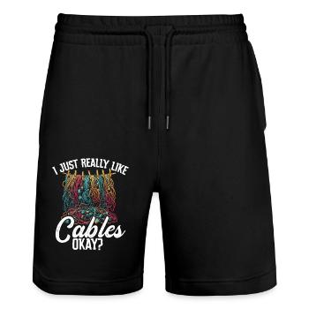 AV-Technik AV-Techniker Audiovisueller Techniker - Stanley/Stella Unisex Bio Joggingshorts Trainer  - Schwarz - Vorne - Nik (191cm) & Marisol (170cm)