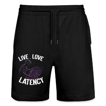 AV-Technik AV-Techniker Audiovisueller Techniker - Stanley/Stella Unisex Bio Joggingshorts Trainer  - Schwarz - Vorne - Nik (191cm) & Marisol (170cm)