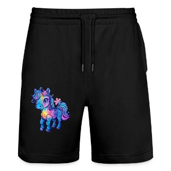 Rainbow bangs - Stanley/Stella Trainer Unisex Organic Jogging Shorts - black - Front - Nik (191cm) & Marisol (170cm)