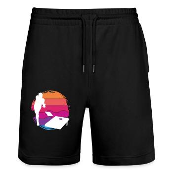 Cornhole Spieler Sonnenuntergang Silhouette - Stanley/Stella Unisex Bio Joggingshorts Trainer  - Schwarz - Vorne - Nik (191cm) & Marisol (170cm)