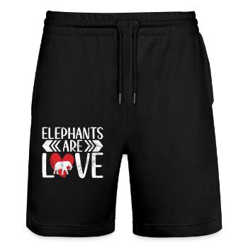 Elephant Lovers Gifts - Stanley/Stella Unisex Bio Joggingshorts Trainer  - Schwarz - Vorne - Nik (191cm) & Marisol (170cm)