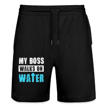 My walks on water funny motif - Stanley/Stella Trainer Unisex Organic Jogging Shorts - black - Front - Nik (191cm) & Marisol (170cm)