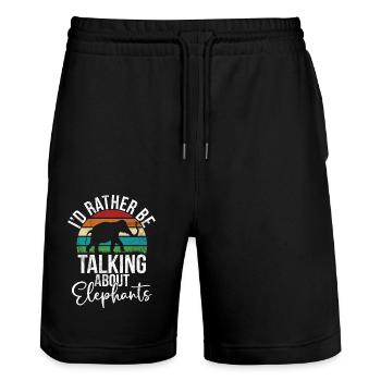 Elephant Lovers Gifts - Stanley/Stella Unisex Bio Joggingshorts Trainer  - Schwarz - Vorne - Nik (191cm) & Marisol (170cm)