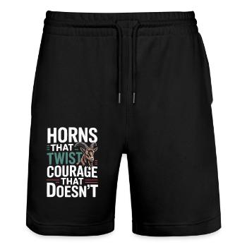 Markhor Lover Wildlife Animal Wild Goat Pakistan - Stanley/Stella Trainer Unisex Organic Jogging Shorts - black - Front - Nik (191cm) & Marisol (170cm)