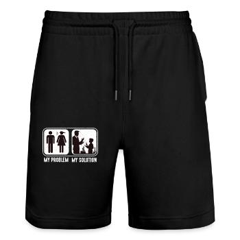 STEM Teacher My Problem My Solution Pictogram Dad - Stanley/Stella Trainer Unisex Organic Jogging Shorts - black - Front - Nik (191cm) & Marisol (170cm)
