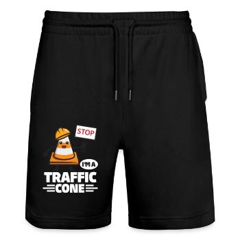 Halloween I'm A Traffic Cone - Stanley/Stella Trainer Unisex Organic Jogging Shorts - black - Front - Nik (191cm) & Marisol (170cm)