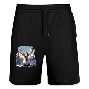 Renne Renne - Short de jogging bio TRAINER Stanley/Stella unisexe - noir - Devant - Nik (191cm) & Marisol (170cm)