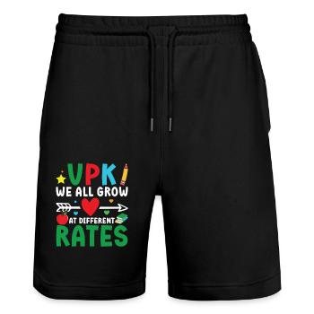 vpk Nous grandissons tous à des rythmes différents - Short de jogging bio TRAINER Stanley/Stella unisexe - noir - Devant - Nik (191cm) & Marisol (170cm)