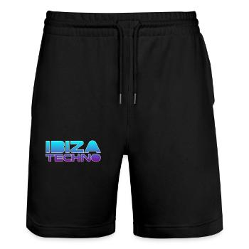 Ibiza Techno - Stanley/Stella Trainer Unisex Organic Jogging Shorts - black - Front - Nik (191cm) & Marisol (170cm)