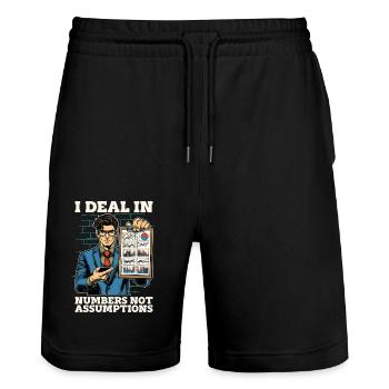 Statistician I Deal In Numbers Data Scientist - Stanley/Stella Trainer Unisex Organic Jogging Shorts - black - Front - Nik (191cm) & Marisol (170cm)