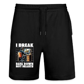 Statistician I Break Data Down Loves Accounting - Stanley/Stella Trainer Unisex Organic Jogging Shorts - black - Front - Nik (191cm) & Marisol (170cm)