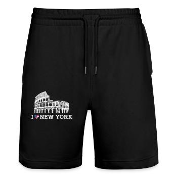 New York Lover États-Unis Drapeau Colisée Coeur - Short de jogging bio TRAINER Stanley/Stella unisexe - noir - Devant - Nik (191cm) & Marisol (170cm)