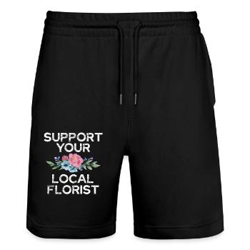 Unterstütze Deinen Lokalen Floristen Mit - Stanley/Stella Unisex Bio Joggingshorts Trainer  - Schwarz - Vorne - Nik (191cm) & Marisol (170cm)