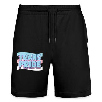 Transgender Trans LGBT Pride - Stanley/Stella Trainer Unisex Organic Jogging Shorts - black - Front - Nik (191cm) & Marisol (170cm)
