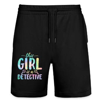 Drôle Médico-Légal Fille Scène de crime Science médico-légale - Short de jogging bio TRAINER Stanley/Stella unisexe - noir - Devant - Nik (191cm) & Marisol (170cm)