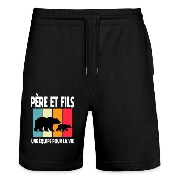 Father and Son Bear Daddy Bear Vintage Father's Day - Stanley/Stella Trainer Unisex Organic Jogging Shorts - black - Front - Nik (191cm) & Marisol (170cm)
