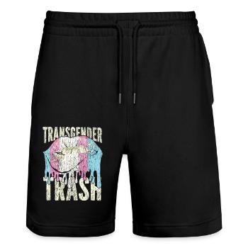 Fierté LGBT transgenre - Short de jogging bio TRAINER Stanley/Stella unisexe - noir - Devant - Nik (191cm) & Marisol (170cm)