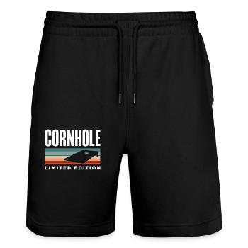 Cornhole Player Édition Limitée Style Vintage - Short de jogging bio TRAINER Stanley/Stella unisexe - noir - Devant - Nik (191cm) & Marisol (170cm)