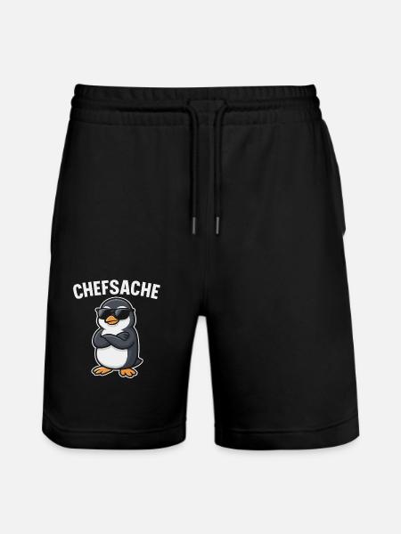 Chefsache Pinguin - Stanley/Stella Unisex Bio Joggingshorts Trainer  - Schwarz