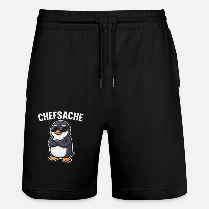 Chefsache Pinguin - Stanley/Stella Unisex Bio Joggingshorts Trainer  - Schwarz
