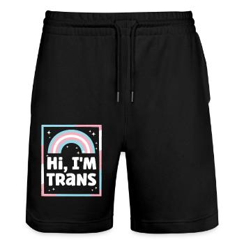 Transgender Trans LGBT Pride - Stanley/Stella Unisex Bio Joggingshorts Trainer  - Schwarz - Vorne - Nik (191cm) & Marisol (170cm)