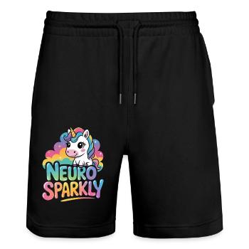 Neuro Sparkly - Stanley/Stella Trainer Unisex Organic Jogging Shorts - black - Front - Nik (191cm) & Marisol (170cm)