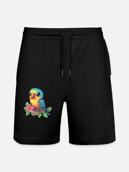 Bunter Tropenvogel - Stanley/Stella Unisex Bio Joggingshorts Trainer  - Schwarz