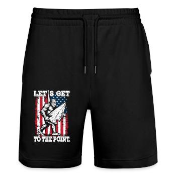 Funny Bigfoot Arrowheads US Flag - Stanley/Stella Trainer Unisex Organic Jogging Shorts - black - Front - Nik (191cm) & Marisol (170cm)