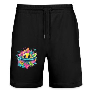 Süßes UFO Abenteuer - Stanley/Stella Unisex Bio Joggingshorts Trainer  - Schwarz - Vorne - Nik (191cm) & Marisol (170cm)