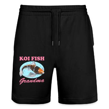 Poisson Koi Grandma Koi Nishikigoi Cadeau - Short de jogging bio TRAINER Stanley/Stella unisexe - noir - Devant - Nik (191cm) & Marisol (170cm)
