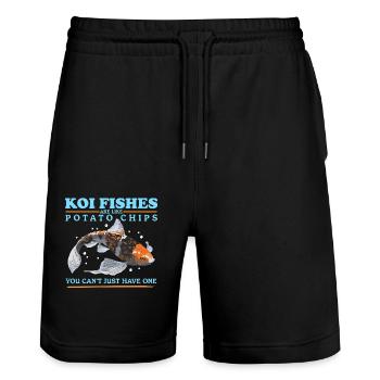 Poissons Koi Koi Nishikigoi Cadeaux - Short de jogging bio TRAINER Stanley/Stella unisexe - noir - Devant - Nik (191cm) & Marisol (170cm)