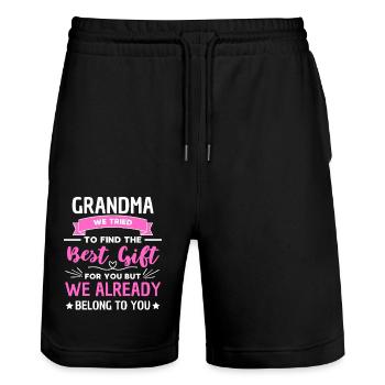 Funny Granny Saying Grandmother Design - Stanley/Stella Trainer Unisex Organic Jogging Shorts - black - Front - Nik (191cm) & Marisol (170cm)