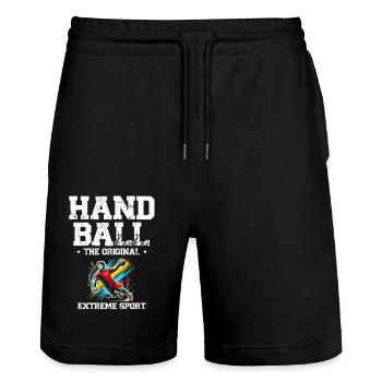 Handball : le handball original des sports extrêmes - Short de jogging bio TRAINER Stanley/Stella unisexe - noir - Devant - Nik (191cm) & Marisol (170cm)