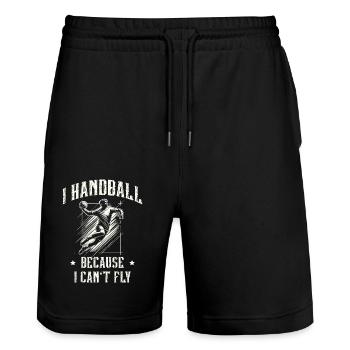 Je fais du handball parce que je ne peux pas voler Athlète sportif - Short de jogging bio TRAINER Stanley/Stella unisexe - noir - Devant - Nik (191cm) & Marisol (170cm)