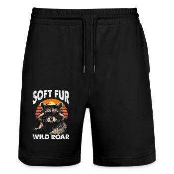 Lustige niedliche wilde Waschbär Meme - Stanley/Stella Unisex Bio Joggingshorts Trainer  - Schwarz - Vorne - Nik (191cm) & Marisol (170cm)