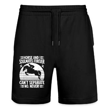 Hobby Horse Rider Horse And I English Riding - Stanley/Stella Unisex Bio Joggingshorts Trainer  - Schwarz - Vorne - Nik (191cm) & Marisol (170cm)