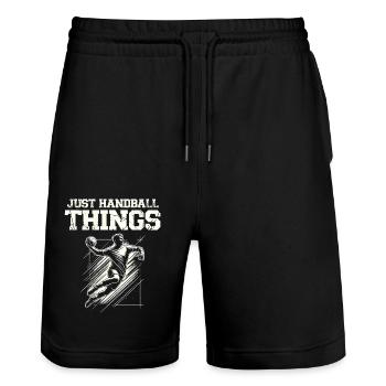 Just Handball Things Athlète sportif - Short de jogging bio TRAINER Stanley/Stella unisexe - noir - Devant - Nik (191cm) & Marisol (170cm)