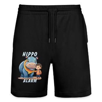 ALARME HIPPOPOTAME ENFANT - Short de jogging bio TRAINER Stanley/Stella unisexe - noir - Devant - Nik (191cm) & Marisol (170cm)