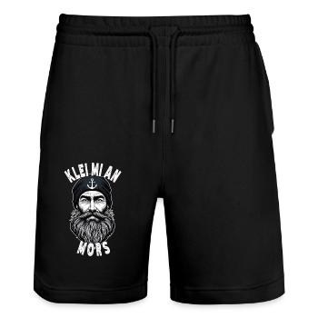 East Frisian North Sea Seaman Klei Mi An Mors - Stanley/Stella Trainer Unisex Organic Jogging Shorts - black - Front - Nik (191cm) & Marisol (170cm)